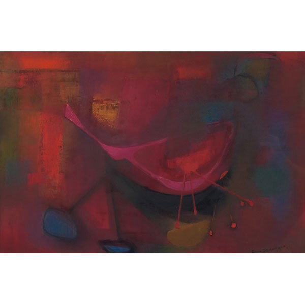 Remo Michael Farruggio Untitled, oil: Remo Michael Farruggio (American, 1904-1981) "Untitled," 1956, oil on board, 19.25" x 29", signed and dated lower right, framed