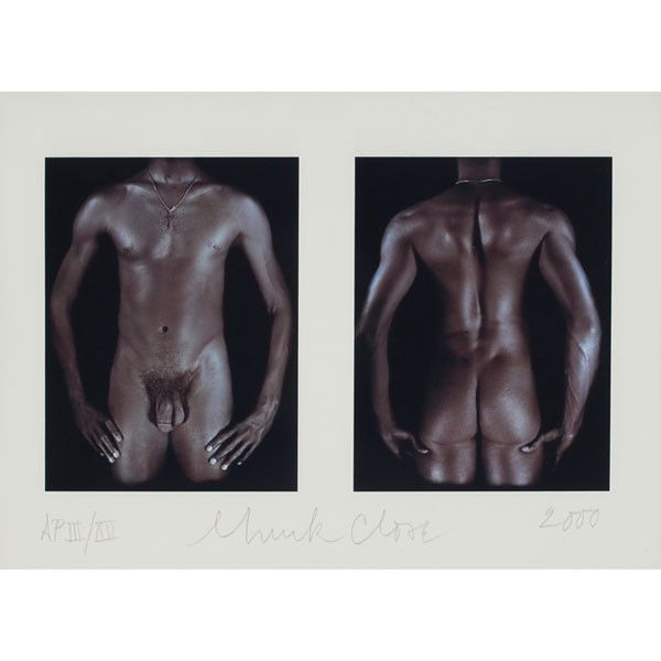 Chuck Close Untitled... photo print: Chuck Close (American, b. 1940) "Untitled (For Peter Hujar)," 2000, photographic iris print, 11.75" x 19.75", pencil signed, AP edition of 12, framed