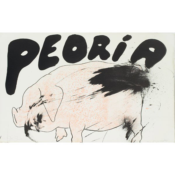 Jim Dine (Oo La La) Peoria Pig, litho: Jim Dine (American, b. 1935) "(Oo La La) Peoria Pig," 1970, lithograph, 18" x 27.5", pencil signed lower left, numbered lower right, edition of 75, unframed