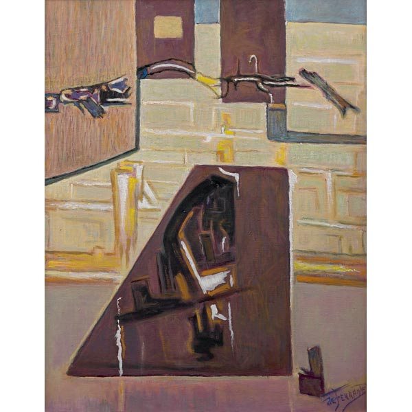Mario de Ferrante, oil: Mario de Ferrante (Italian/American, 1898-1992), "Untitled", c.1950; oil/canvas, 28" x 22", signed.