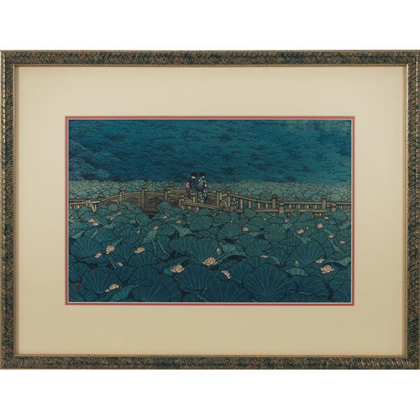 Kawase Hasui Shiba Benten Ike: Kawase Hasui (Japanese, 1883-1957) "Shiba Benten Ike (Pond at Benten Shrine)," 1929, printed c. 1980, woodblock print, monogrammed in image lower left, impressed markings in lower margin, unknown edit