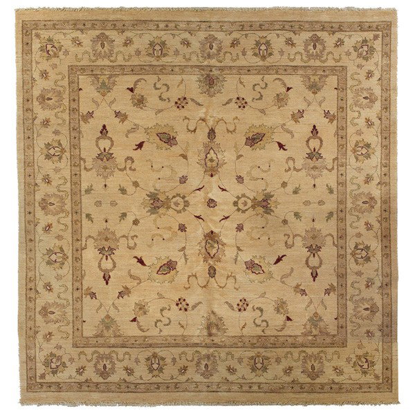 Agra rug, floral design: Agra rug, c. 1960, floral design on an ivory field, 97" x 99", very good condition
