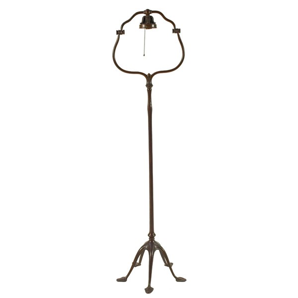Tiffany lamp base, harp form: Tiffany lamp base, harp form with a bronze acid-etched finish, signed Tiffany Studios New York, numbered 423H, 14.5"w x 58"h