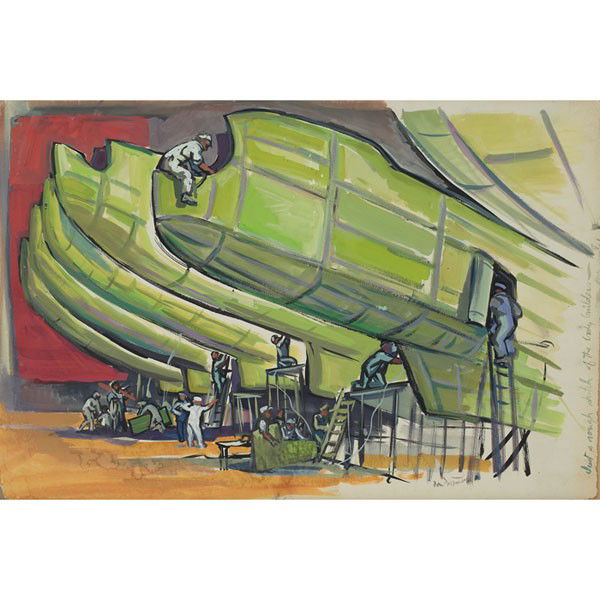 Don Freeman Just a Rough Sketch of the Body Builde: Don Freeman (American, 1908-1978) "Just a Rough Sketch of the Body Builders," c. 1940, gouache on board, 20" x 30", signed lower right, titled along right edge, unframed. Freeman is best known for his