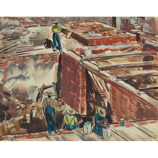 William C. Grauer Untitled (Buildings, Mexico): William C. Grauer (American, 1896-1985) "Untitled (Buildings, Mexico)," 1950, ink and watercolor on Morilla board, 18.75" x 23.75", signed lower right, unframed