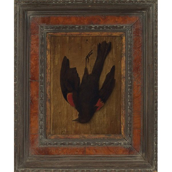 John Henry Wilde Red Wing: John Henry Wilde (American, 1919-2006) "Red Wing," 1953, oil on canvas, 11.5" x 8", signed and dated lower right, titled and dated on stretcher, framed
