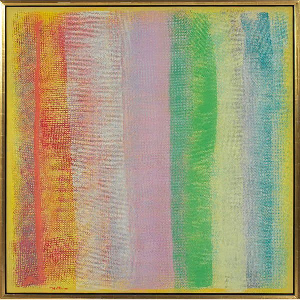 Robert Natkin Untitled: Robert Natkin (American, 1930-2010) "Untitled," c. 1970, oil on canvas, 42.25" x 42.25", signed lower left, framed