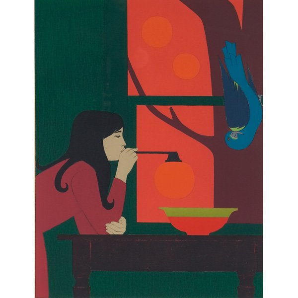 Will Barnet, "Silent Seasons - Summer," c. 1975, : Will Barnet (American, b. 1911) "Silent Seasons - Summer," c. 1975, color lithograph, 28.75" x 22", signed, titled and numbered in margin, edition of 200, framed