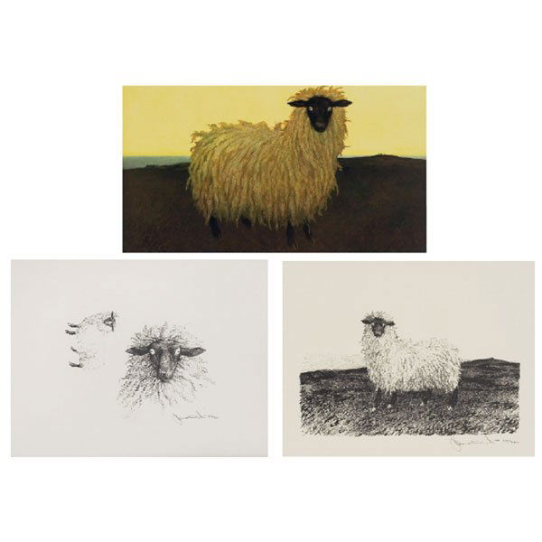 James Browning "Jamie" Wyeth, "Portrait of Lady,": James Browning "Jamie" Wyeth (American, b. 1946) "Portrait of Lady," 1975, group of three lithographs, largest: 12.25" x 22", two pencil signed, edition of 354, unframed