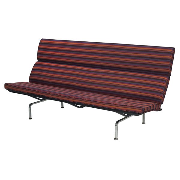 Charles & Ray Eames vintage Sofa Compact, Herman M: Charles & Ray Eames vintage Sofa Compact, by Herman Miller, original Alexander Girard "Jacob's Coat" cotton/wool upholstery, back folds, 72"w x 28"d x 35"h, light wear, very good original condition