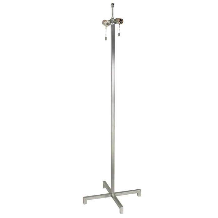 Hansen floor lamp, polished metal: Hansen floor lamp, polished metal, original finial, no shade, base stamped "Hansen Lamps New York", 15"w x 48"h, good original condition