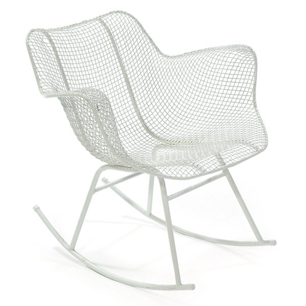 Russell Woodard rocking chair: Russell Woodard rocking chair, wire frame and runners with white finish, original finish, 27"w x 28"d x 28.5"h, excellent condition