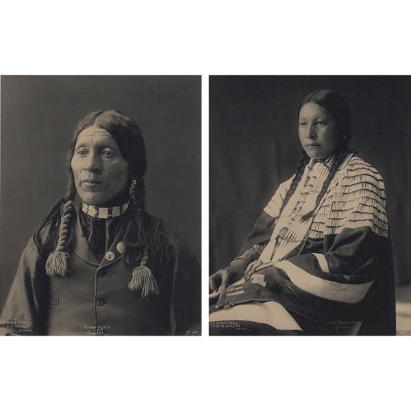 Frank Rinehart "Pedro Cajete, Pueblo" and "Lucy Re: Frank Rinehart (American, 1861-1928) "Pedro Cajete, Pueblo" and "Lucy Red Cloud, Souix," group of two photographs, signed, titled and dated 1898, 1899 in negative, 9" x 7", framed