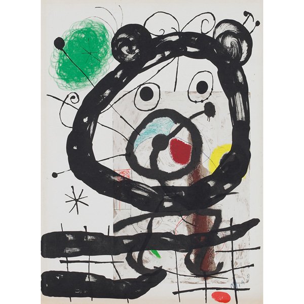 Joan Miro "Untitled," c. 1965, color lithograph: Joan Miro (Spanish, 1893-1983) "Untitled," c. 1965, color lithograph, 15" x 11", signed in plate, unframed