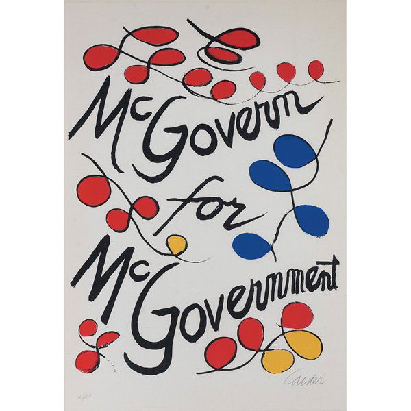 Alexander Calder "McGovern for McGovernment," 1972: Alexander Calder (American, 1898-1976) "McGovern for McGovernment," 1972, lithograph, 30" x 23", pencil signed lower right, numbered lower left, edition of 200, framed