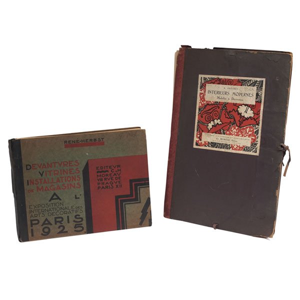 Reference books, three, from the personal collect: Reference books, three, from the personal collection of Gilbert Rohde, includes "Devantures Vitrines Installations de Magasins", Paris, 1925, by Rene Herbst, "Interieurs Modernes", by A. Frechet, Pari