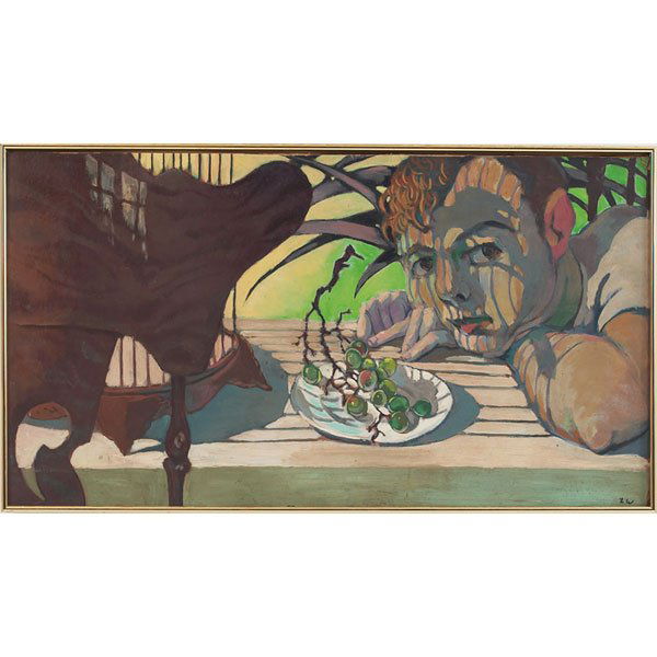 Bernard Weinstein, "Early Morning," c. 1950, oil: Bernard Weinstein (American, 20th century) "Early Morning," c. 1950, oil on artist board, 16" x 30", signed lower right, titled on verso, framed