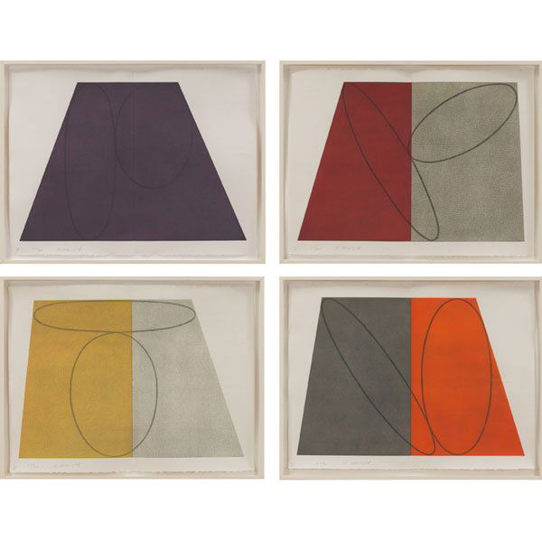 Robert Peter Mangold, "Plane/Figure Series, Folde: Robert Peter Mangold (American, b. 1937) "Plane/Figure Series, Folded," 1993, portfolio of four etchings, 22.5" x 30", pencil signed and numbered, edition of 60, Pace Prints (New York, New York) label