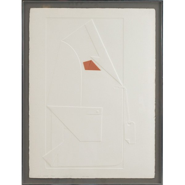 Omar Rayo, "Madison Ave.," c. 1970, relief print: Omar Rayo (Colombian, 1928-2010) "Madison Ave.," c. 1970, relief print, 26.75" x 13.5", pencil signed and titled in margin, edition AP, framed