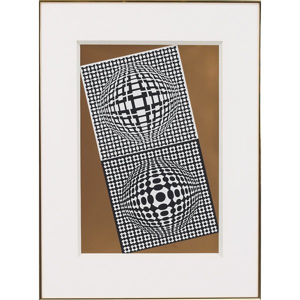 Victor Vasarely, "Violon," 1982, screenprint: Victor Vasarely (French/Hungarian, 1906-1997) "Violon," 1982, screenprint, 23" x 15.25", signed lower right, numbered lower left, edition of 135, framed