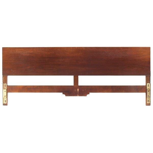 Gilbert Rohde headboard, Herman Miller: Gilbert Rohde headboard, by Herman Miller, 1940s, simple form in mahogany, original finish, unsigned, 77"w x 31"h, no rails or foot board, see Treadwaygallery.com for a photo