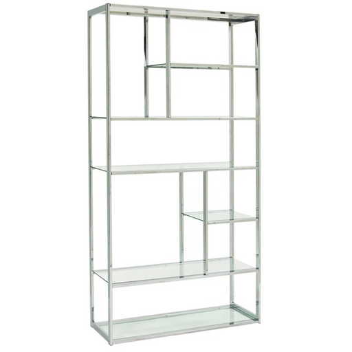 954 Milo Baughman Style Shelving Unit Chrome Glass