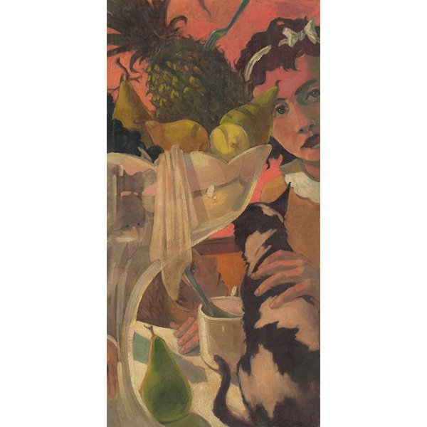 Bernard Weinstein (American, 20th century) "Bowl of Fru: Bernard Weinstein (American, 20th century) "Bowl of Fruit," c. 1960, oil on canvas, 28" x 14", signed lower right, unframed