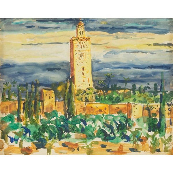 Ivan Albright, attribution (American, 1897-1983) "Tower: Ivan Albright, attribution (American, 1897-1983) "Tower," c. 1970, watercolor and gouache, 7.75" x 9.75", unsigned, framed