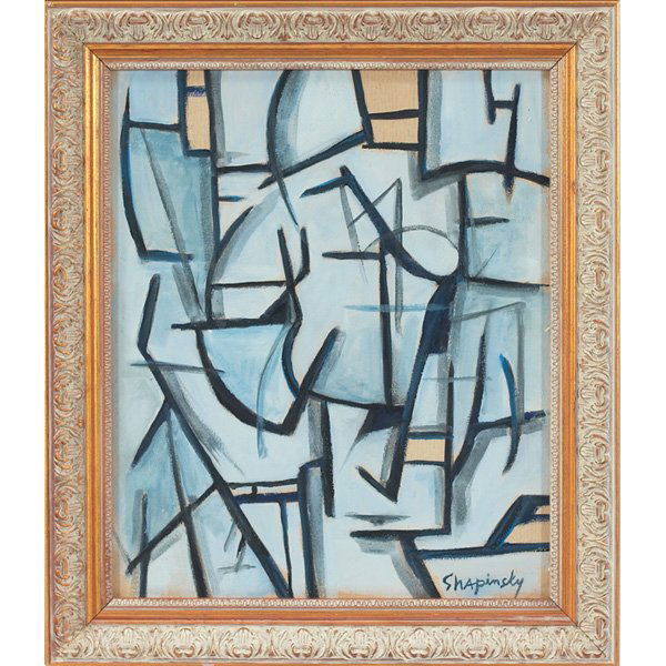 Harold Shapinsky (American, 1925-2004) "Untitled,": Harold Shapinsky (American, 1925-2004) "Untitled," c. 1970, oil on card, 17.5" x 14.5", signed lower right, framed