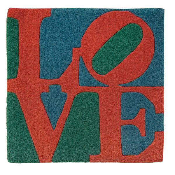 Small Robert Indiana "LOVE" rug: Small Robert Indiana "LOVE" rug, wool, 24.5" x 24.5", unsigned, very good original condition