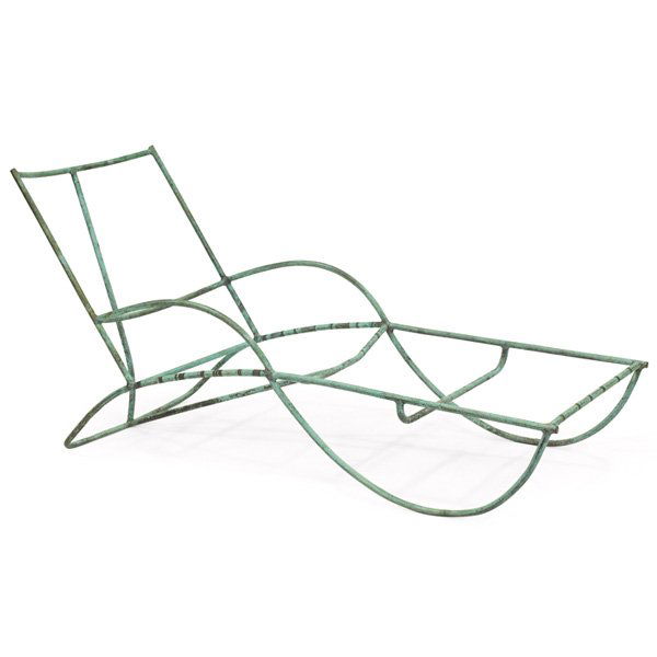 Walter Lamb lounge chair frame, by Brown Jordan: Walter Lamb lounge chair frame, by Brown Jordan, copper, rope seat is missing, original finish, original patina, 25.5"w x 66"d x 34"h, very good original condition