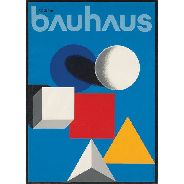 After Herbert Bayer Bauhaus poster: After Herbert Bayer (Austrian, 1900-1985) "Bauhaus," c. 1968, poster, 33" x 23.5", unframed