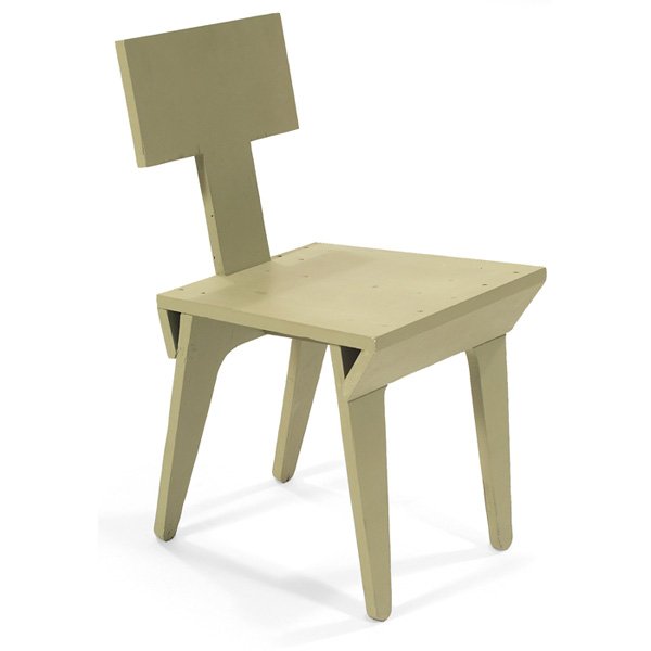 Nathan Lerner chair: Nathan Lerner chair, by Poplar Home, 1940s, plywood with light green painted latex finish, repainted, 16"w x 17"d x 29.75"h, very good condition