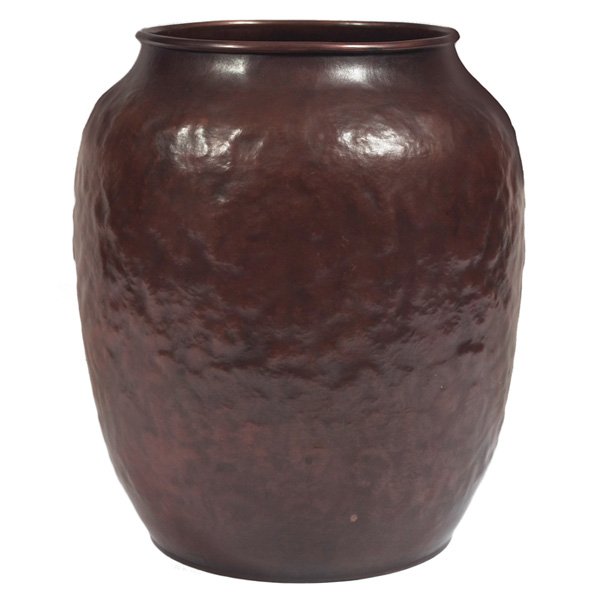 Large Aurora Studios: Large Aurora Studios/Michael Adams warty vase, in a red patina, signed, dated February 2002, 10.5"dia x 12"h