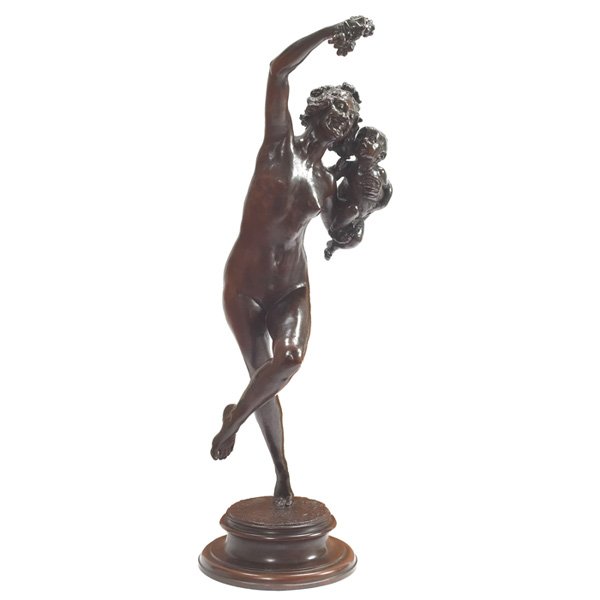 Frederick William MacMonnies Bacchante and Infant Faun,: Frederick William MacMonnies (American, 1863-1937) "Bacchante and Infant Faun, 1893-1894," bronze, original patina, stamped Jaboeuf & Rouard / Fondeurs/A/Paris/10 & 12/R De L'asile Popincourt, 31"h, s