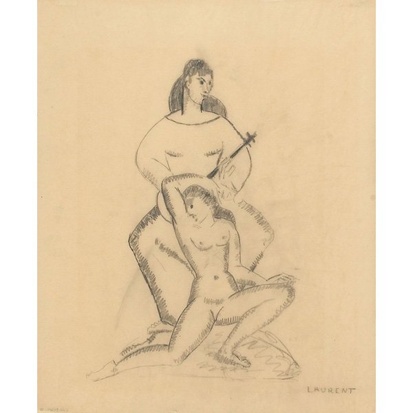 Robert Lauren: Robert Laurent (American, 1890-1970) "Study for Sculptor," c. 1940, pencil on paper, 17" x 13.75", signed lower right, unframed