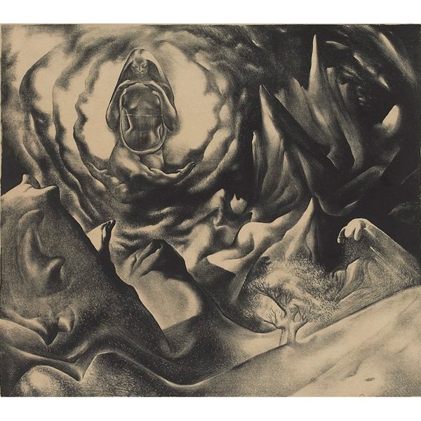 Ross Braught: Ross Braught (American, 1898-1983) "Music," 1936, lithograph, 15.5" x 17.75", pencil signed, dated and titled in margin, framed