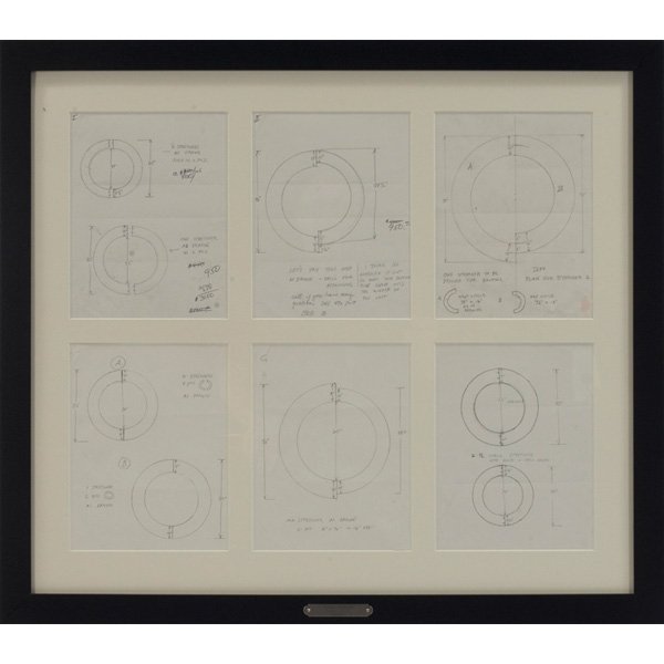 Robert Peter Mangold Studies: Robert Peter Mangold (American, b. 1937) "Studies," c. 1970, group of six pencil drawings, each: 10.5" x 8", signed, framed