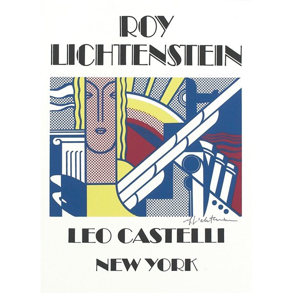 Roy Lichtenstein: Roy Lichtenstein (American, 1923-1997) "Modern, Leo Castelli," 1967, color lithograph, 8" x 11", signed in ink lower right, unframed