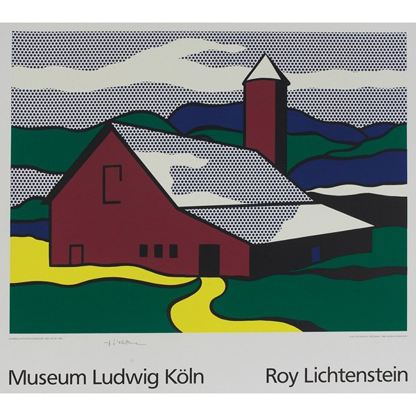 Roy Lichtenstein: Roy Lichtenstein (American, 1923-1997) "Red Barn II," 1989, color lithograph, 20.25" x 24.5", signed in ink lower left, unframed