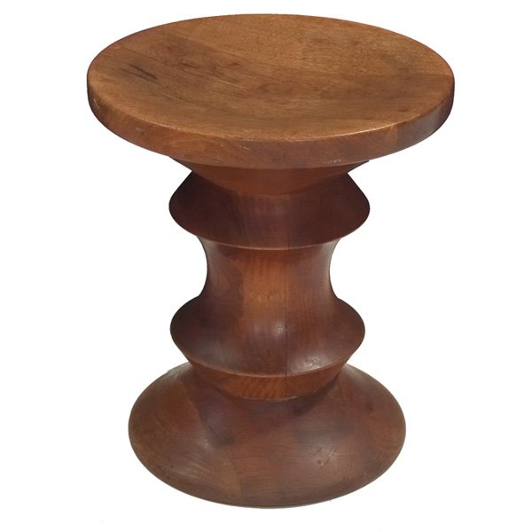 Charles and Ray Eames Time Life stool,: Charles and Ray Eames Time Life stool, walnut, 1960s, 13"dia x 15"h, wear to finish, very good original condition