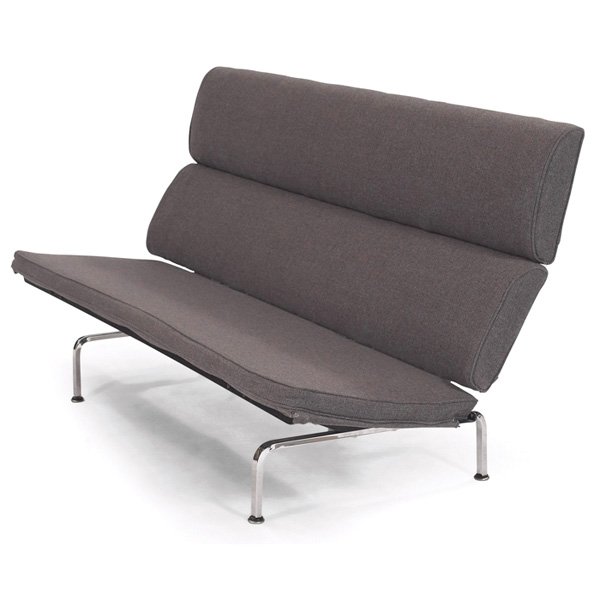 Charles and Ray Eames Sofa Compact: Charles and Ray Eames Sofa Compact, by Herman Miller, 1960s, slab seat and folding backrest covered in a neutral wool fabric, reupholstered, unsigned, 72"w x 30.5"d x 36"h, very good condition