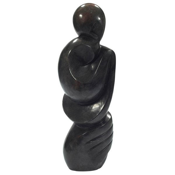 David Gopito marble sculpture: David Gopito marble sculpture, "Shyness", 2003, Zimbabwe, Africa, hand-carved Serpentine stone, signed "D. Gopito SN 22661", includes the original purchase receipt and a Certificate of Authenticity, 6