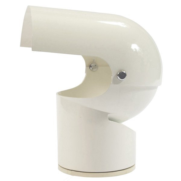 Gae Aulenti Pileino table lamp: Gae Aulenti Pileino table lamp, by Artemide, Italy, white enameled metal construction with a pivoting shade, max 40 watts, stamped marks, as shown: 8.5"w x 7.5"d x 10"h, excellent original condition