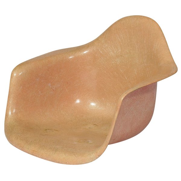 Charles & Ray Eames Zenith rope-edge shells: Charles & Ray Eames Zenith rope-edge shell, by Herman Miller, no base, molded orange fiberglass, original finish, signed with Herman Miller/Zenith square red and white paper label, 25"w x 23"d x 16"h,