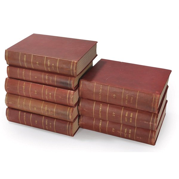 Gustav Stickley Craftsman bound albums: Gustav Stickley Craftsman bound albums, group of 31, various examples dating 1901-1916 Set includes a complete series from October 1901 – December 1916, comprising: Oct-Mar – 1901-1902, Apr-Sept �