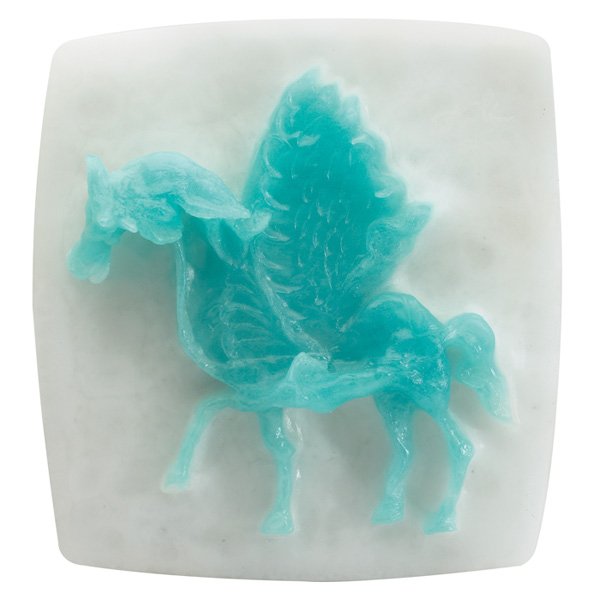 Daum plaque Salvador Dali: Daum plaque, executed by Salvador Dali, "Pegase" (Pegasus), turquoise and white pate-de-verre glass, signed and dated '67, marked, edition 34/250, 13"w x 4"d x 13.5"l