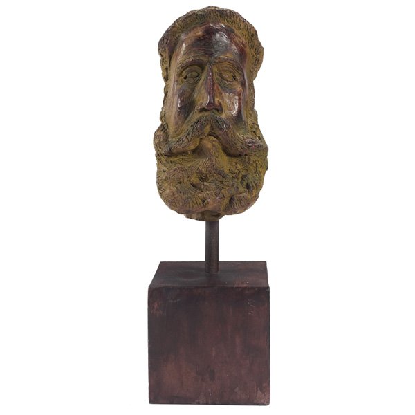 Ettore Colla: Ettore Colla (Italian, 1896-1968) "Bearded Man," ceramic, 11"h, signed, held on a wood base