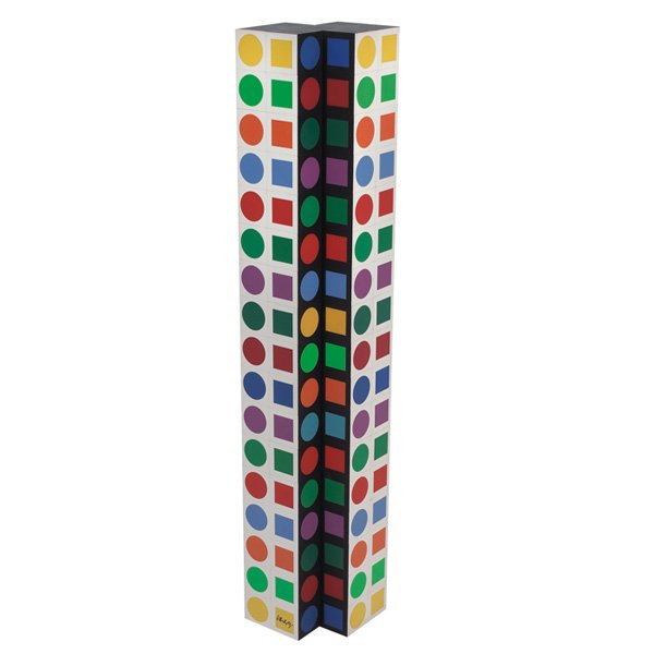 Victor Vasarely: Victor Vasarely (French/Hungarian, 1906-1997) "NBC21," plastic collage on wood, 33.5"h, signed, Editions Pyra AG