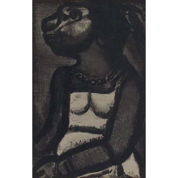 Georges Rouault: Georges Rouault (French, 1871-1958) "Cristal de Roche (from Les Reincarnations du Pere Ubu)," 1928, etching, 12.25" x 7.75", signed in plate, paper watermarked La Tentation de Saint Antoine, framed
